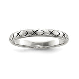 Sterling Silver Rhodium-plated Polished Antiqued Ichthus Ring - shirin-diamonds