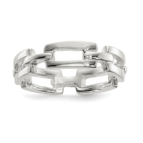Sterling Silver Polished Fancy Link Ring - shirin-diamonds