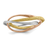 Sterling Silver Rhodium Gold & Rose Gold-plated Intertwined Ring - shirin-diamonds
