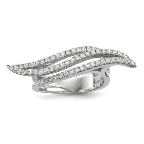 Sterling Silver Rhodium-plated CZ Ring - shirin-diamonds