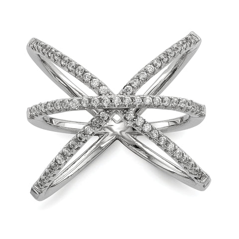 Sterling Silver Rhodium-plated CZ Ring - shirin-diamonds