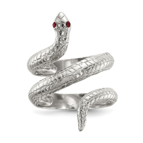 Sterling Silver Crystal Snake Ring - shirin-diamonds