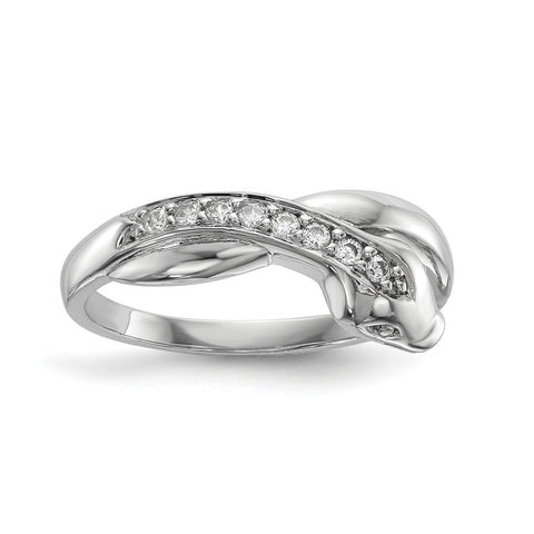 Sterling Silver Rhodium-plated CZ Snake Ring - shirin-diamonds