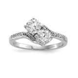 Sterling Silver Rhodium-plated Two Stone CZ Bypass Ring - shirin-diamonds