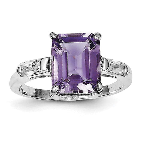 Sterling Silver Rhodium-plated Amethyst and CZ Ring - shirin-diamonds