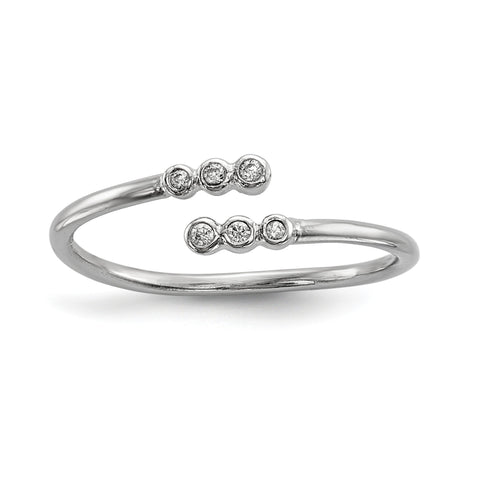 Sterling Silver Rhodium-plated CZ Adjustable Ring - shirin-diamonds