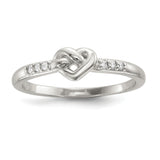 Sterling Silver CZ Heart Ring - shirin-diamonds