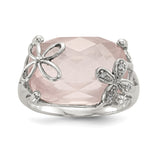 Sterling Silver w/ Rose Quartz & White Sapphire Ring - shirin-diamonds