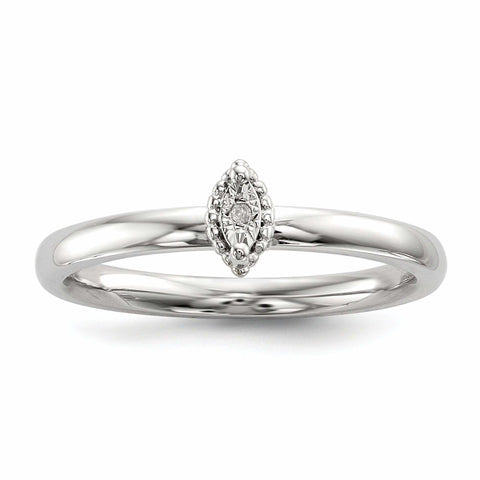 Sterling Silver Rhodium Polished .01ct. Diam. Marquise Shape Ring - shirin-diamonds