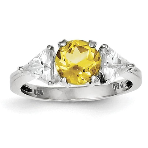Sterling Silver Rhodium Citrine ring - shirin-diamonds