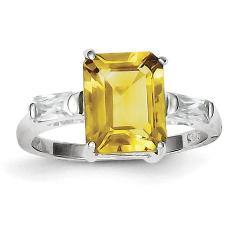 Sterling Silver Rhodium Citrine ring - shirin-diamonds