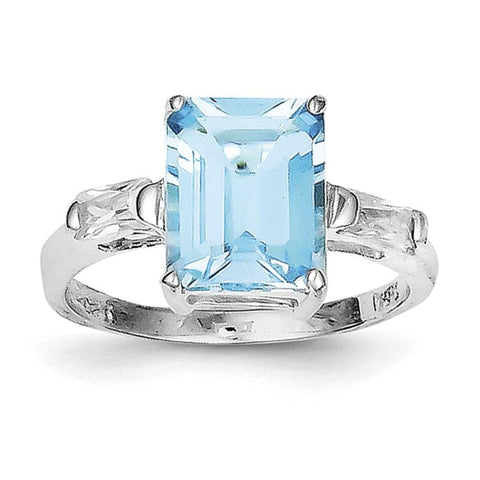 Sterling Silver Rhodium Blue Topaz Ring - shirin-diamonds