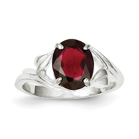 Sterling Silver Rhodium-plated Garnet Ring - shirin-diamonds