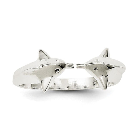 Sterling Silver Polished Dolphin Toe Ring - shirin-diamonds