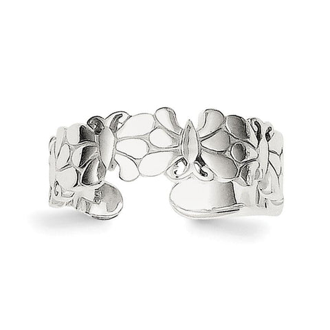 Sterling Silver Polished Butterflies Toe Ring - shirin-diamonds