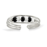 Sterling Silver Black & White Beaded Toe Ring - shirin-diamonds