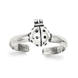 Sterling Silver Antiqued Ladybug Toe Ring - shirin-diamonds