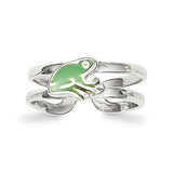 Sterling Silver Green Enameled Frog Toe Ring - shirin-diamonds