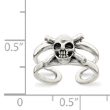 Sterling Silver Antiqued Skull Toe Ring