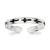 Sterling Silver Antiqued Crosses Toe Ring - shirin-diamonds