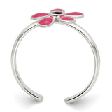 Sterling Silver Pink Enameled Floral Toe Ring