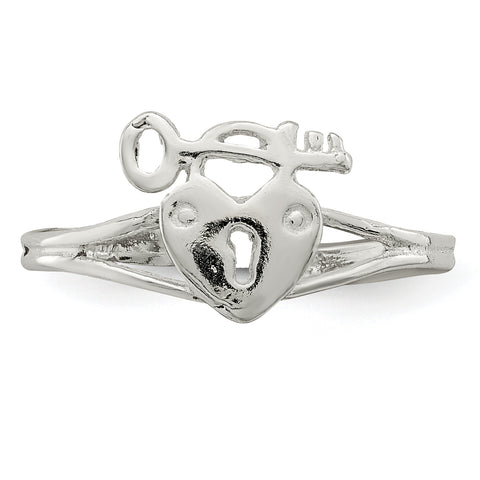 Sterling Silver Heart Lock & Key Toe Ring