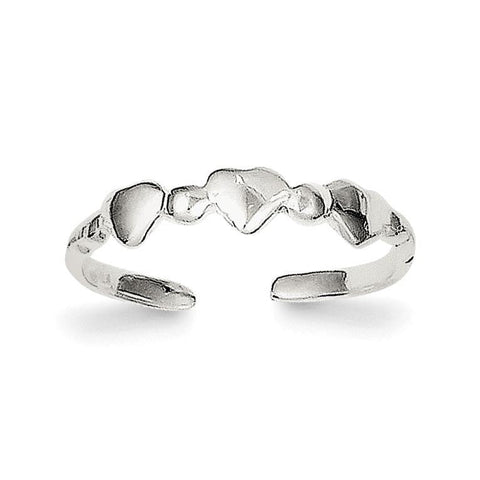 Sterling Silver Hearts Toe Ring - shirin-diamonds