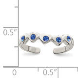 Sterling Silver Blue CZ Heart Toe Ring