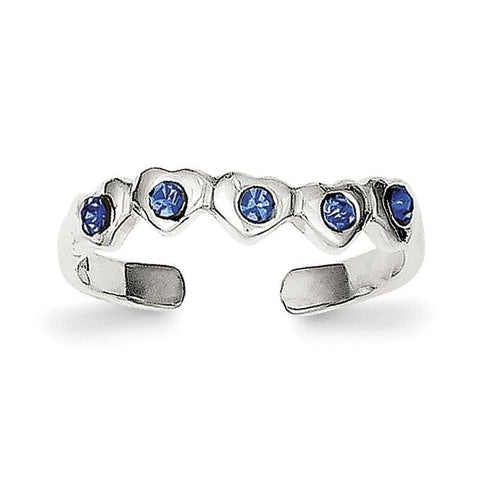 Sterling Silver Blue CZ Heart Toe Ring - shirin-diamonds