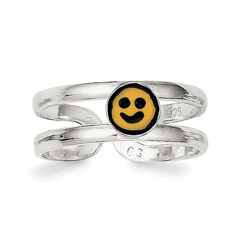 Sterling Silver Yellow & Black Enameled Smiley Toe Ring - shirin-diamonds
