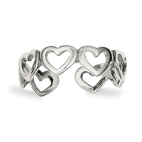 Sterling Silver Cut-out Hearts Toe Ring - shirin-diamonds