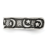 Sterling Silver Antiqued Moon & Star Toe Ring