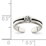Sterling Silver CZ Antiqued Toe Ring