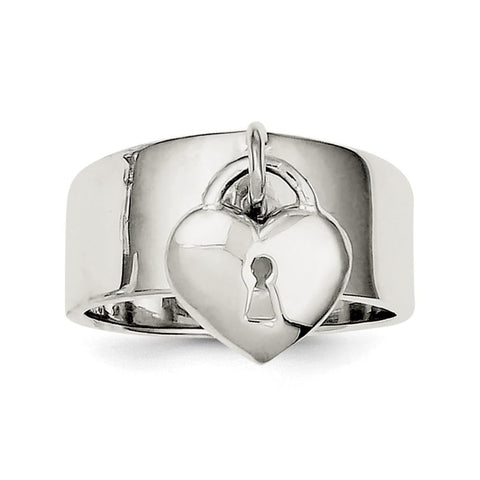 Sterling Silver Dangle Lock Ring - shirin-diamonds