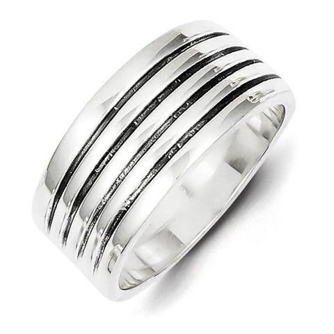 Sterling Silver Antiqued Ribbed Ring - shirin-diamonds