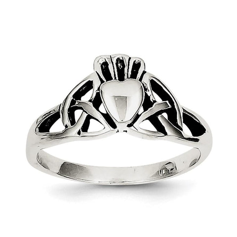 Sterling Silver Antiqued Claddagh Ring - shirin-diamonds