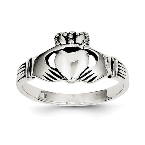 Sterling Silver Antiqued Claddagh Ring - shirin-diamonds