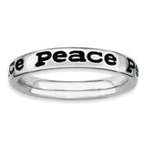 Sterling Silver Stackable Expressions Polished Enameled Peace Ring - shirin-diamonds