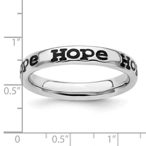 Sterling Silver Stackable Expressions Polished Enameled Hope Ring