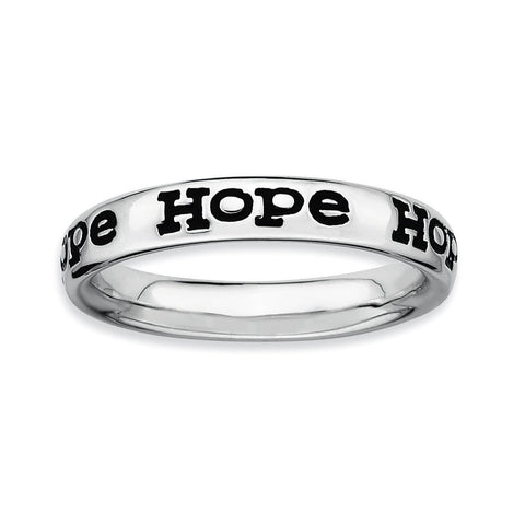 Sterling Silver Stackable Expressions Polished Enameled Hope Ring - shirin-diamonds
