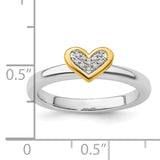 Sterling Silver Stackable Expressions Heart w/Diamond & Vermeil Ring