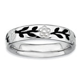 Sterling Silver Stackable Expressions Polished Enameled Flower Ring - shirin-diamonds