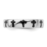 Sterling Silver Stackable Expressions Polished Enameled Cross Ring