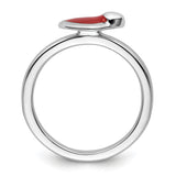 Sterling Silver Stackable Expressions Polished Red Enameled Heart Ring
