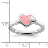 Sterling Silver Stackable Expressions Polished Pink Enameled Heart Ring
