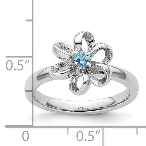 Sterling Silver Stackable Expressions Polished Blue Topaz Flower Ring