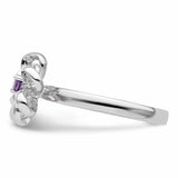 Sterling Silver Stackable Expressions Polished Amethyst Flower Ring