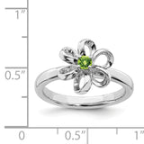 Sterling Silver Stackable Expressions Polished Peridot Flower Ring