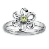 Sterling Silver Stackable Expressions Polished Peridot Flower Ring - shirin-diamonds