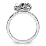 Sterling Silver Stackable Expressions Polished Garnet Flower Ring